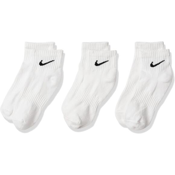 NWT Nike Unisex Everyday Cushioned Training Ankle Socks 3 Pairs White/Black XL - Picture 1 of 3